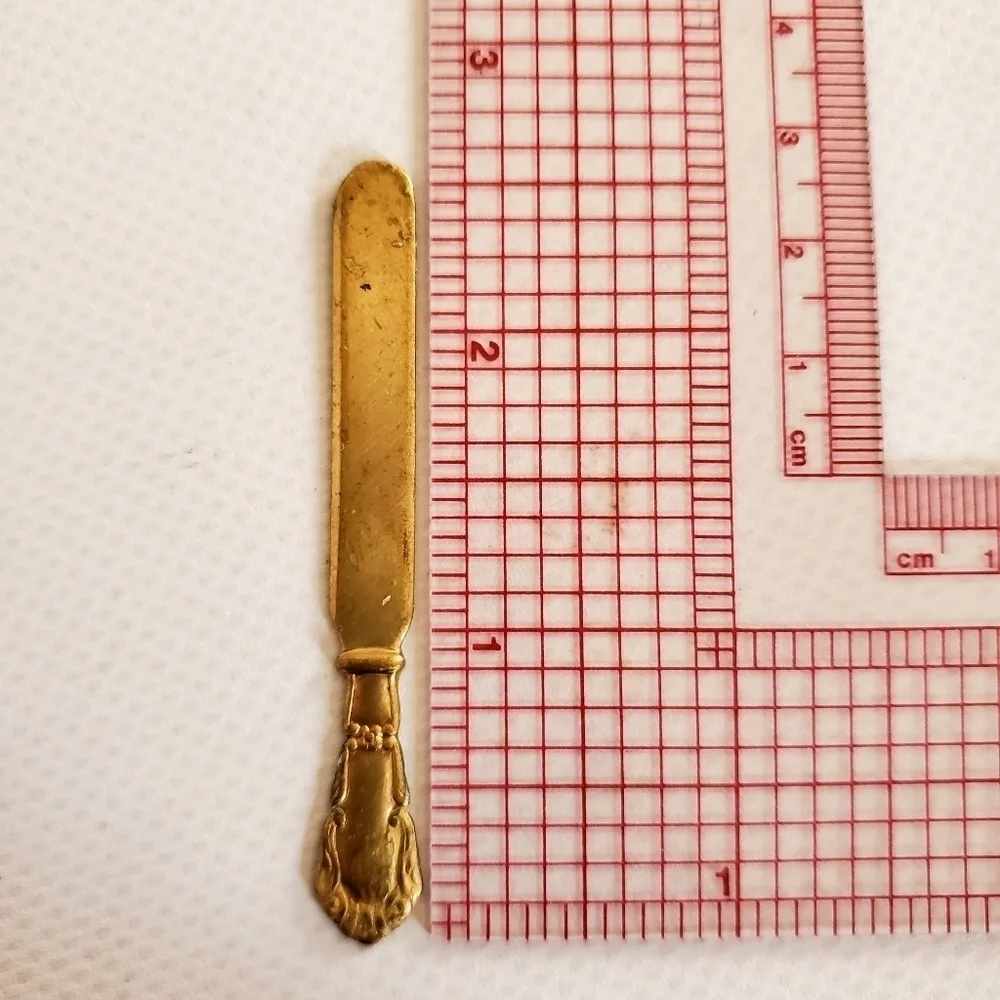 Raw Brass Miniature Forks, Knives & Spoon Stampings 17 Pieces